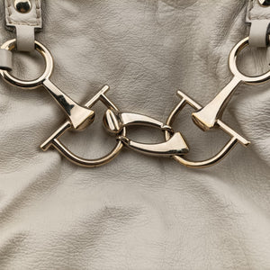 Pre-owned Gucci Horsebit Nail White Leather 189890 handbag | stylenewstar