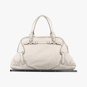 Pre-owned Gucci Horsebit Nail White Leather 189890 handbag | stylenewstar