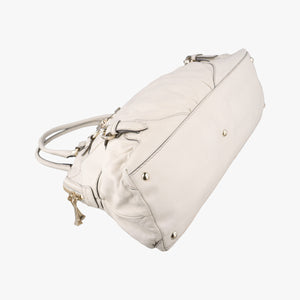 Pre-owned Gucci Horsebit Nail White Leather 189890 handbag | stylenewstar