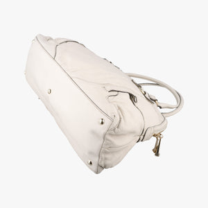 Pre-owned Gucci Horsebit Nail White Leather 189890 handbag | stylenewstar