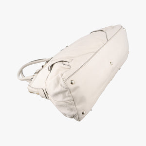 Pre-owned Gucci Horsebit Nail White Leather 189890 handbag | stylenewstar