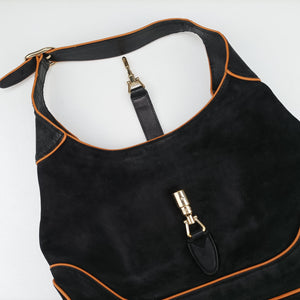 Pre-owned Gucci New Jackie Black Suede 277520 shoulderbag | stylenewstar