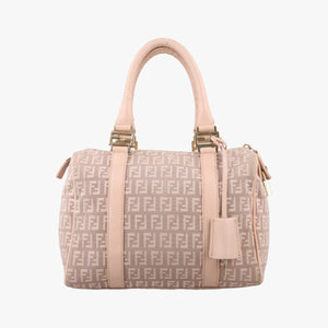 Pre-owned Fendi Zucchino boston Pink Canvas 8BL063 handbag | stylenewstar