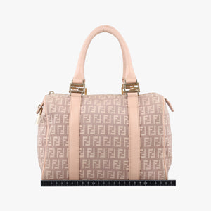 Pre-owned Fendi Zucchino boston Pink Canvas 8BL063 handbag | stylenewstar