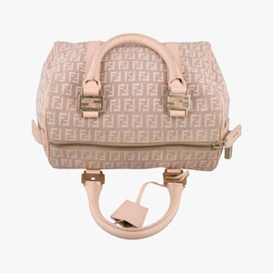 Pre-owned Fendi Zucchino boston Pink Canvas 8BL063 handbag | stylenewstar