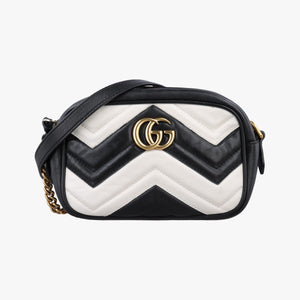 Vintage Gucci GG Marmont Black×white Leather 448065 shoulderbag | stylenewstar