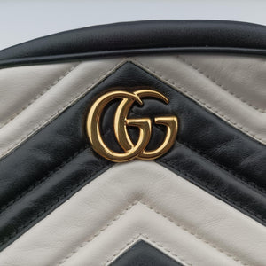 Vintage Gucci GG Marmont Black×white Leather 448065 shoulderbag | stylenewstar