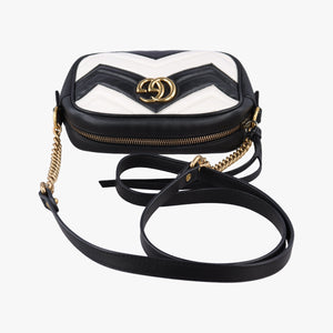 Vintage Gucci GG Marmont Black×white Leather 448065 shoulderbag | stylenewstar