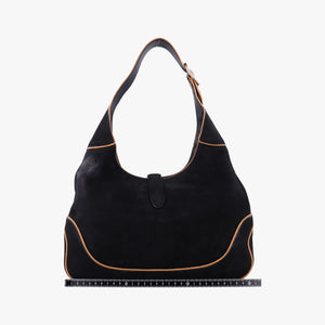 Pre-owned Gucci Jackie Flora Hobo Black Suede 277520 shoulderbag | stylenewstar