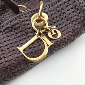 Secondhand Christian Dior Soft Lady Dior Intrecciato Tote Burgundy lambskin handbag | stylenewstar