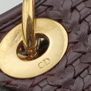 Secondhand Christian Dior Soft Lady Dior Intrecciato Tote Burgundy lambskin handbag | stylenewstar