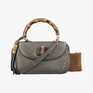 Pre-owned Gucci New Bamboo Gray leather 224964 shoulderbag | stylenewstar