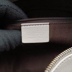 Pre-owned Gucci Abbey BeigexWhite canvas×leather 189831 handbag | stylenewstar