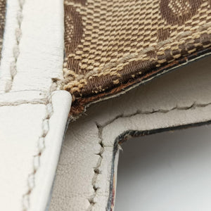 Pre-owned Gucci Abbey BeigexWhite canvas×leather 189831 handbag | stylenewstar