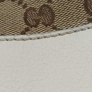 Pre-owned Gucci Abbey BeigexWhite canvas×leather 189831 handbag | stylenewstar