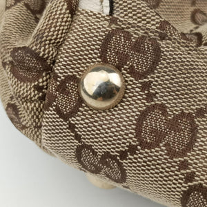 Pre-owned Gucci Abbey BeigexWhite canvas×leather 189831 handbag | stylenewstar