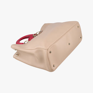 Pre-owned Christian Dior Diorissimo Beige×Red Leather shoulderbag | stylenewstar