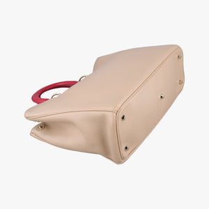 Pre-owned Christian Dior Diorissimo Beige×Red Leather shoulderbag | stylenewstar