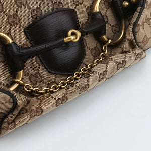 Pre-owned Gucci Horsebit Beige×Brown Canvas×Leather 114915 shoulderbag | stylenewstar