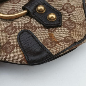 Pre-owned Gucci Horsebit Beige×Brown Canvas×Leather 114915 shoulderbag | stylenewstar