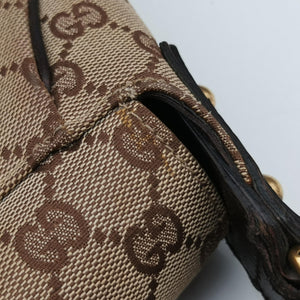 Pre-owned Gucci Horsebit Beige×Brown Canvas×Leather 114915 shoulderbag | stylenewstar