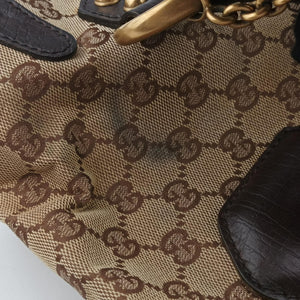 Pre-owned Gucci Horsebit Beige×Brown Canvas×Leather 114915 shoulderbag | stylenewstar