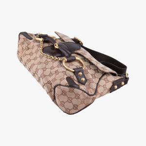 Pre-owned Gucci Horsebit Beige×Brown Canvas×Leather 114915 shoulderbag | stylenewstar