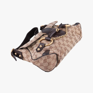 Pre-owned Gucci Horsebit Beige×Brown Canvas×Leather 114915 shoulderbag | stylenewstar
