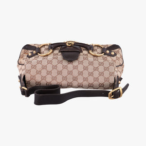 Pre-owned Gucci Horsebit Beige×Brown Canvas×Leather 114915 shoulderbag | stylenewstar