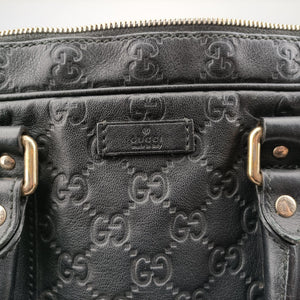 Pre-owned Gucci Guccissima Black Leather 208463 handbag | stylenewstar