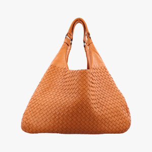 Pre-owned Bottega Veneta CAMPANA Intrecciato Orange lambskin handbag | stylenewstar