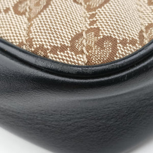 Pre-owned Gucci GG Marmont Black×beige Canvas×Leather 447632 shoulderbag | stylenewstar