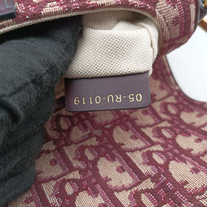 Pre-owned Christian Dior Saddle Burgundy jacquard × leather handbag | stylenewstar