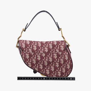 Pre-owned Christian Dior Saddle Burgundy jacquard × leather handbag | stylenewstar