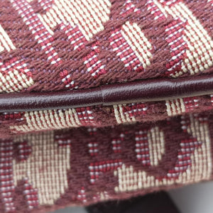 Pre-owned Christian Dior Saddle Burgundy jacquard × leather handbag | stylenewstar