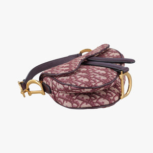 Pre-owned Christian Dior Saddle Burgundy jacquard × leather handbag | stylenewstar