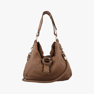 Pre-owned Gucci G Wave Hobo Brown Leather 232931 shoulderbag | stylenewstar
