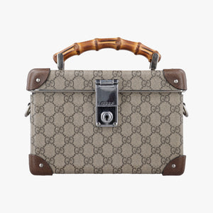 Pre-owned Gucci Bamboo Vanity Case Beige x Brown PVC coated canvas 588351 handbag | stylenewstar