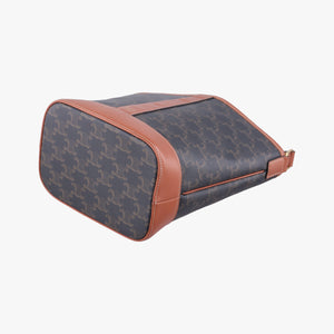 Pre-owned Celine Small Bucket Brown PVC coated canvas×Leather shoulderbag | stylenewstar