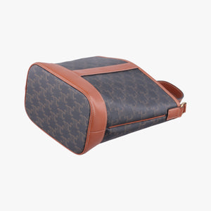 Pre-owned Celine Small Bucket Brown PVC coated canvas×Leather shoulderbag | stylenewstar