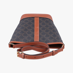 Pre-owned Celine Small Bucket Brown PVC coated canvas×Leather shoulderbag | stylenewstar