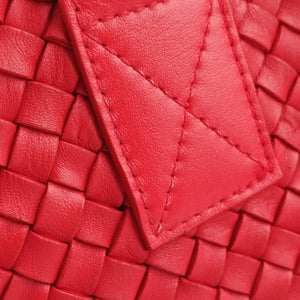 Vintage Bottega Veneta Cabat intrecciato Red lambskin handbag | stylenewstar