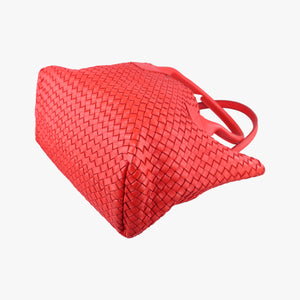 Vintage Bottega Veneta Cabat intrecciato Red lambskin handbag | stylenewstar