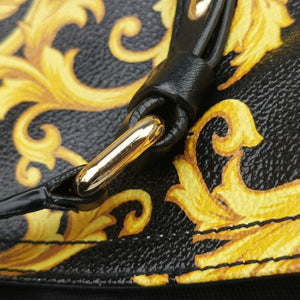 Pre-owned VERSACE Barocco Print Black×Yellow Leather shoulderbag | stylenewstar