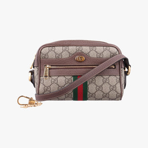 Pre-owned Gucci OPHIDIA Brown×red×green PVC coated canvas 517350 shoulderbag | stylenewstar