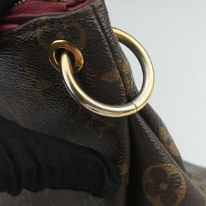 Pre-owned Louis Vuitton PALLAS brown×Bordeaux Monogram Canvas×calf leather M40906 shoulderbag | stylenewstar