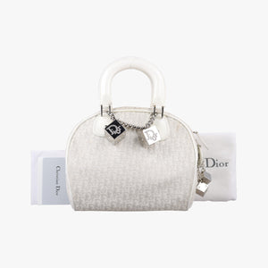 Pre-owned Christian Dior Gambler Dice Tortter White canvas handbag | stylenewstar
