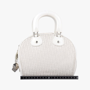 Pre-owned Christian Dior Gambler Dice Tortter White canvas handbag | stylenewstar