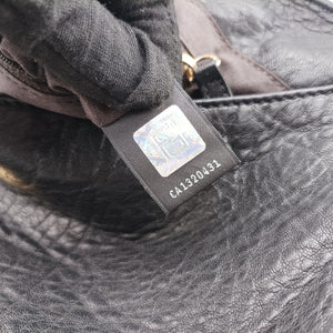 Pre-owned Fendi Mia Flap Black Leather 8BR614 shoulderbag | stylenewstar