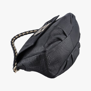 Pre-owned Fendi Mia Flap Black Leather 8BR614 shoulderbag | stylenewstar